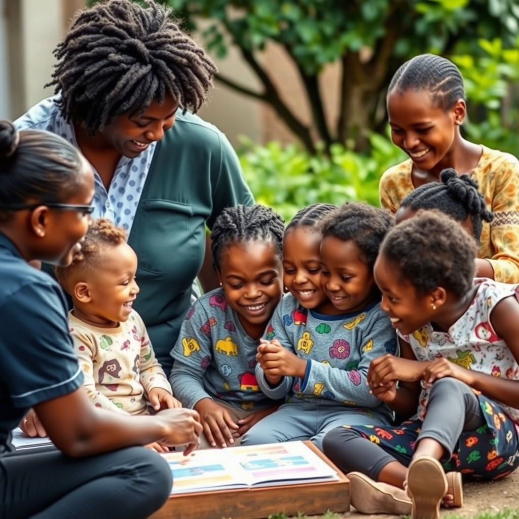 Parent reading about autism support